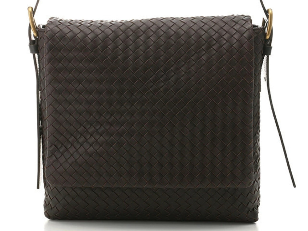BOTTEGA VENETA Shoulder Bag Intrecciato Lambskin Dark Brown